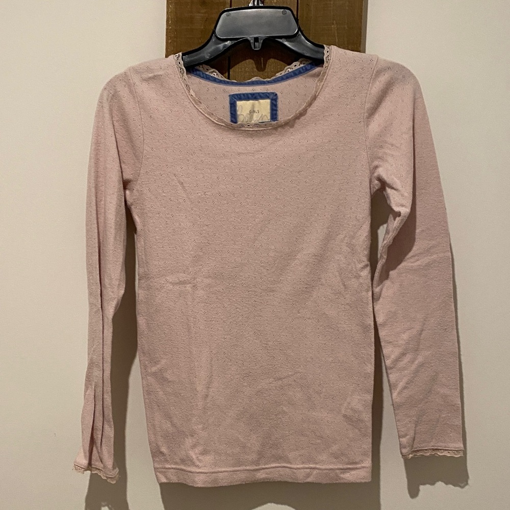 Boden Light Pink Long Sleeve Kids Tee